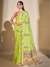 Saree Mall Women's Cotton Blend Light Green Woven Design Designer Saree With Blouse Piece-PRISA135901