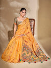 Saree Mall Women's Cotton Blend Yellow Woven Design Designer Saree With Blouse Piece-PRISA135905