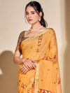 Saree Mall Women's Cotton Blend Yellow Woven Design Designer Saree With Blouse Piece-PRISA135905