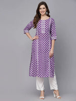 Women's Ethnic Motif Printed Rayon Straight Kurta