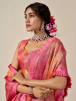 Saree Mall Women's Kota Doria Cotton Pink Printed Designer Saree With Blouse Piece-PUSHPM1002