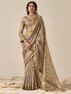 Saree Mall Women's Kota Doria Cotton Beige Printed Designer Saree With Blouse Piece-PUSHPM1005