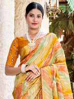 Saree Mall Women's  Blend Yellow Woven Design Designer Saree With Blouse Piece-PVITRA5020