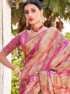 Saree Mall Women's  Blend Pink Woven Design Designer Saree With Blouse Piece-PVITRA5021