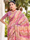 Saree Mall Women's  Blend Pink Woven Design Designer Saree With Blouse Piece-PVITRA5021