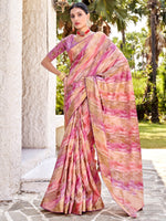 Saree Mall Women's  Blend Pink Woven Design Designer Saree With Blouse Piece-PVITRA5021