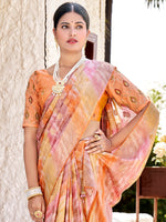 Saree Mall Women's  Blend Orange Woven Design Designer Saree With Blouse Piece-PVITRA5023