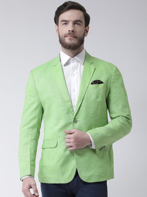 Hangup Men Standard Solid Men Formalwear-Parrot1LinenBlazer