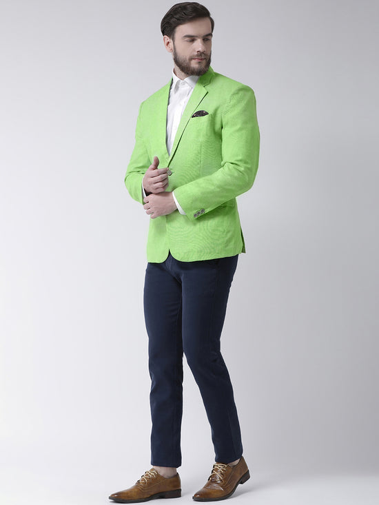 Hangup Men Standard Solid Men Formalwear-Parrot1LinenBlazer