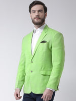 Hangup Men Standard Solid Men Formalwear-Parrot1LinenBlazer