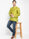 Hangup Men Standard Solid Men's Indian Wear-Parrot_Dupion_ShortKurta