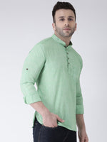 Hangup Men Slim Solid Men's Indian Wear-ParrotShortKurta