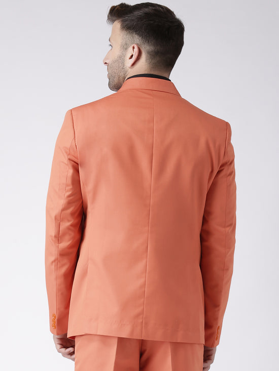 Hangup Men Standard Solid Men Formalwear-PeachBlazer