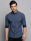 Men Spread Collar Printed Navy Blue Shirt-PeiskosPrints-3411-Navyblue