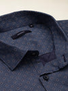 Men Spread Collar Printed Navy Blue Shirt-PeiskosPrints-3411-Navyblue