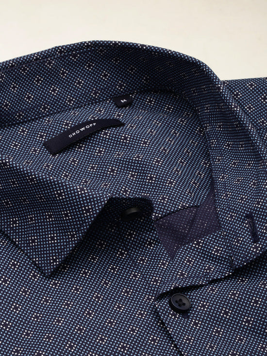 Men Spread Collar Printed Navy Blue Shirt-PeiskosPrints-3411-Navyblue