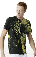 Huetrap Yellow Mens Short Sleeve Graphic Printed Tshirt-HT17MKGRAYLW00303