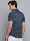 Men Spread Collar Printed Navy Blue Shirt-PicoPrint-2020-Navyblue