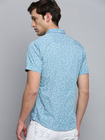 Men Spread Collar Printed Blue Shirt-PicoPrint-2023-Blue