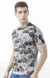 Huetrap Grey Mens Short Sleeve Graphic Printed Tshirt-HT17MKGRAGML00676