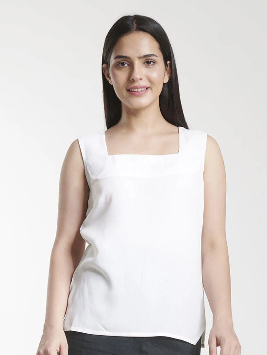 Square Neck Poly Moss Camisole - White