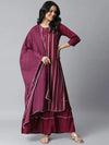 Women's Embellished Rayon Straight Kurta Sharara Dupatta Set