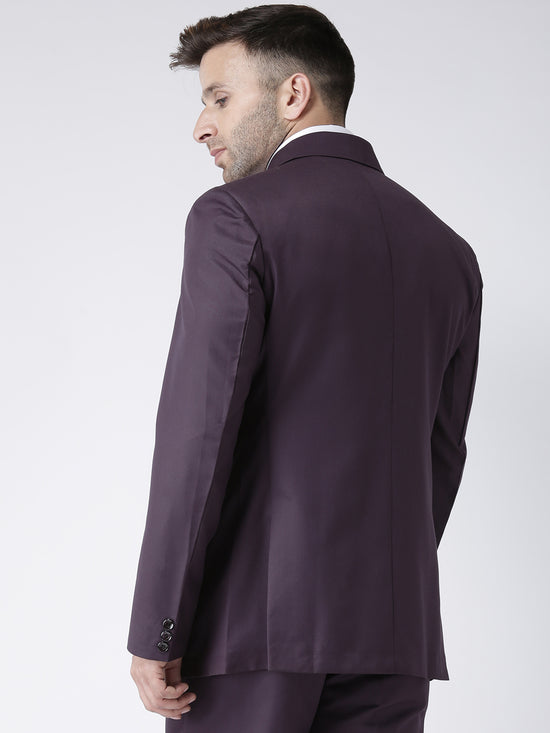 Hangup Men Standard Solid Men Formalwear-PurpleBlazer