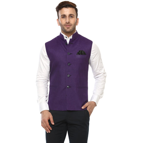 Hangup Men Standard Solid Men's Indian Wear-PurpleMagicCardNehru