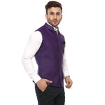 Hangup Men Standard Solid Men's Indian Wear-PurpleMagicCardNehru