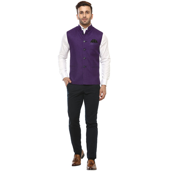 Hangup Men Standard Solid Men's Indian Wear-PurpleMagicCardNehru