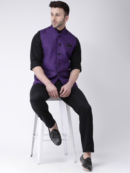 Hangup Men Standard Solid Men's Indian Wear-PurpleMagicNehru