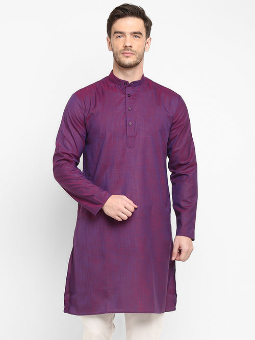 Hangup Men Standard Solid Men's Indian Wear-Purple_OnlyLongKurta