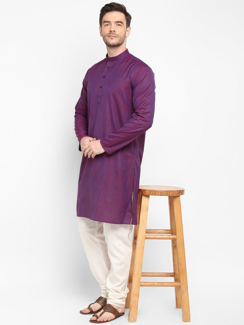 Hangup Men Standard Solid Men's Indian Wear-Purple_OnlyLongKurta