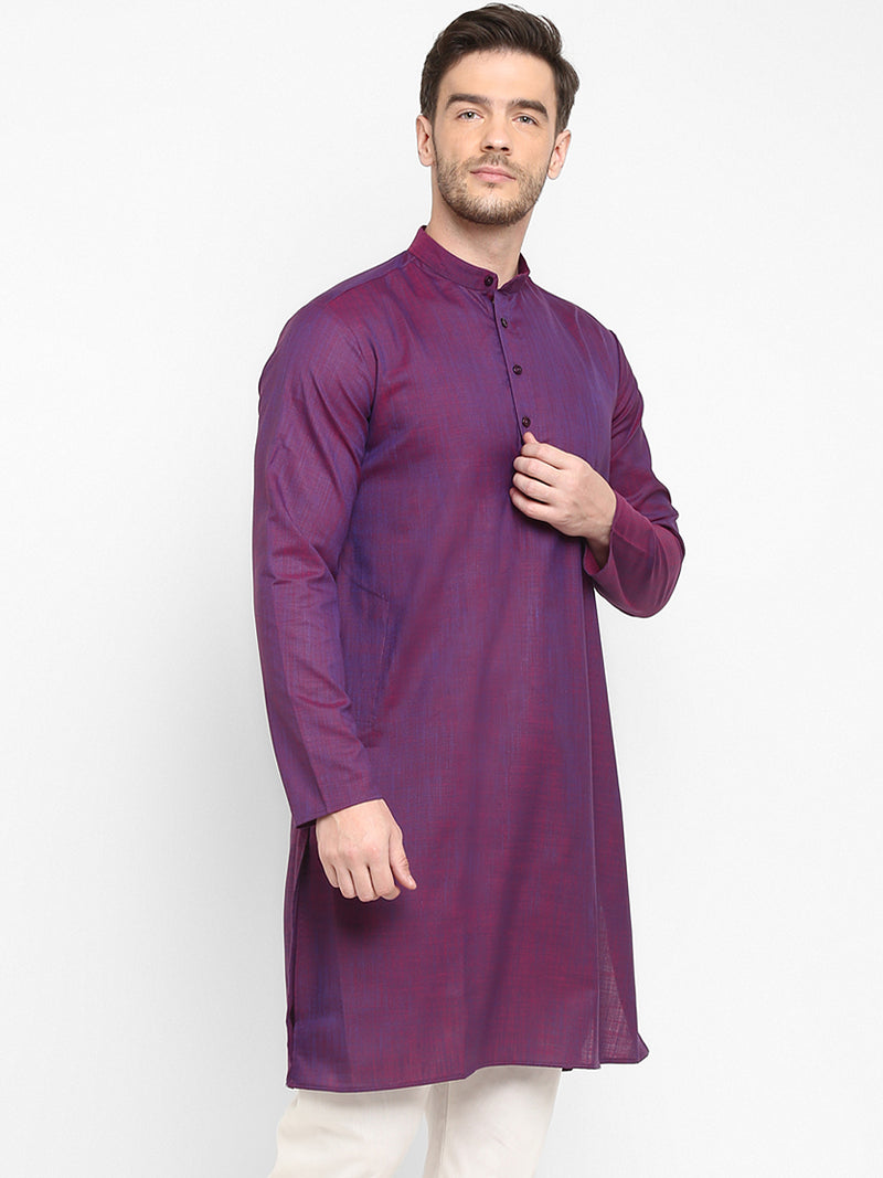 Hangup Men Standard Solid Men's Indian Wear-Purple_OnlyLongKurta