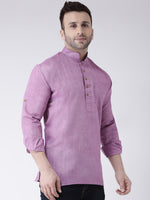 Hangup Men Slim Solid Men's Indian Wear-PurpleShortKurta