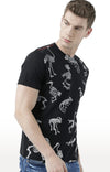 Huetrap Black Mens Short Sleeve Graphic Printed Tshirt-HT17MKGRABLK00518