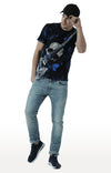 Huetrap Black Mens Short Sleeve Graphic Printed Tshirt-HT17MKGRABLK01070