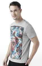 Huetrap Grey Mens Short Sleeve Graphic Printed Tshirt-HT17MKGRAGML00663