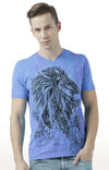 Huetrap Blue Mens Short Sleeve Graphic Printed Tshirt-HT17MKGRATQB00523