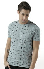 Huetrap Grey Mens Short Sleeve Graphic Printed Tshirt-HT17MKGRAGML00640