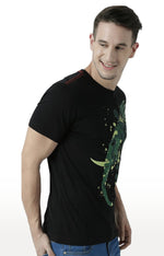 Huetrap Black Mens Short Sleeve Graphic Printed Tshirt-HT17MKGRABLK01047