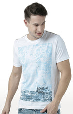 Huetrap White Mens Short Sleeve Graphic Printed Tshirt-HT17MKGRAWHT00727