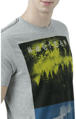 Huetrap Grey Mens Short Sleeve Graphic Printed Tshirt-HT17MKGRAGML00797