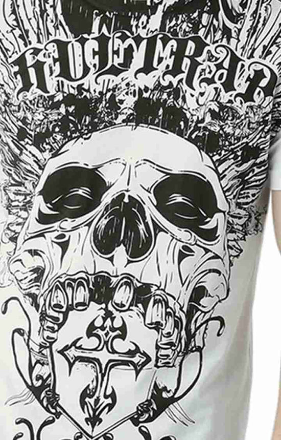 Huetrap White Mens Short Sleeve Graphic Printed Tshirt-HT15MKGRAOFW00059