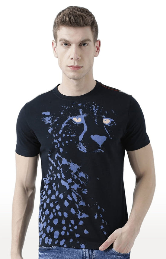 Huetrap Black Mens Short Sleeve Graphic Printed Tshirt-HT17MKGRABLK00729