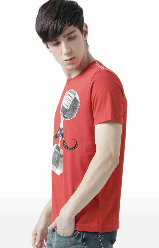 Huetrap Red Mens Short Sleeve Graphic Printed Tshirt-HT17MKGRARED00706