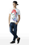 Huetrap White Mens Short Sleeve Graphic Printed Tshirt-HT16MKGRAWHT00328