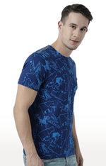 Huetrap Blue Mens Short Sleeve Graphic Printed Tshirt-HT17MKGRALNY00813