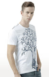 Huetrap White Mens Short Sleeve Graphic Printed Tshirt-HT17MKGRAWHT00645