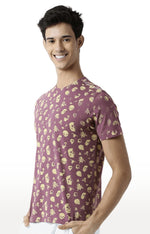 Huetrap Maroon Mens Short Sleeve Graphic Printed Tshirt-HT15MKGRAPLU00068